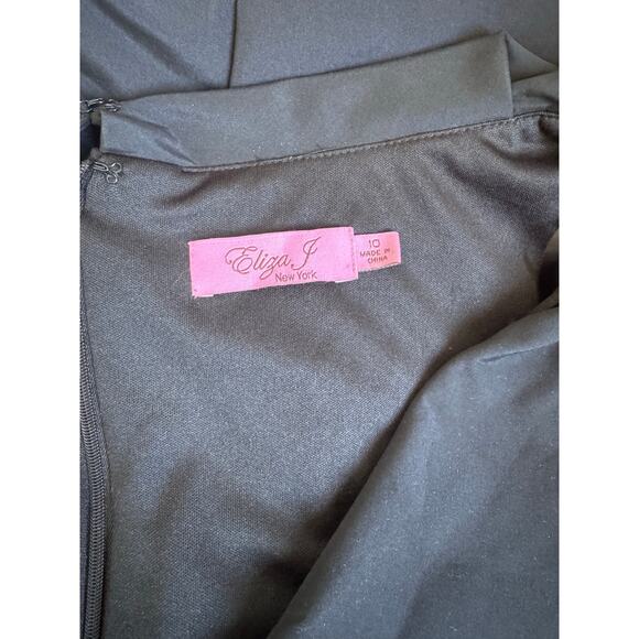 Eliza J Black Portrait Collar 3/4 sleeve cocktail dress Sz 10 portrait collar - Picture 8 of 9